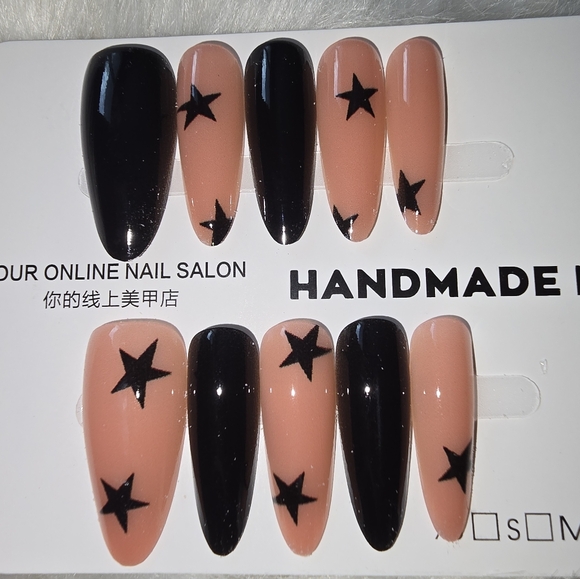 Other - Black and Nude Star Nail Set